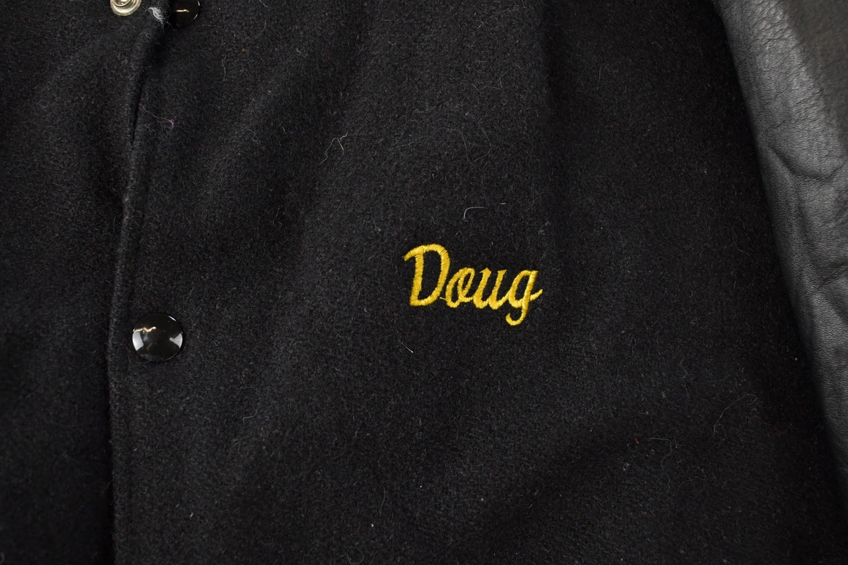 Vintage 1990s Holloway Embroidered Wool Leather Varsity Jacket Men's 2XL