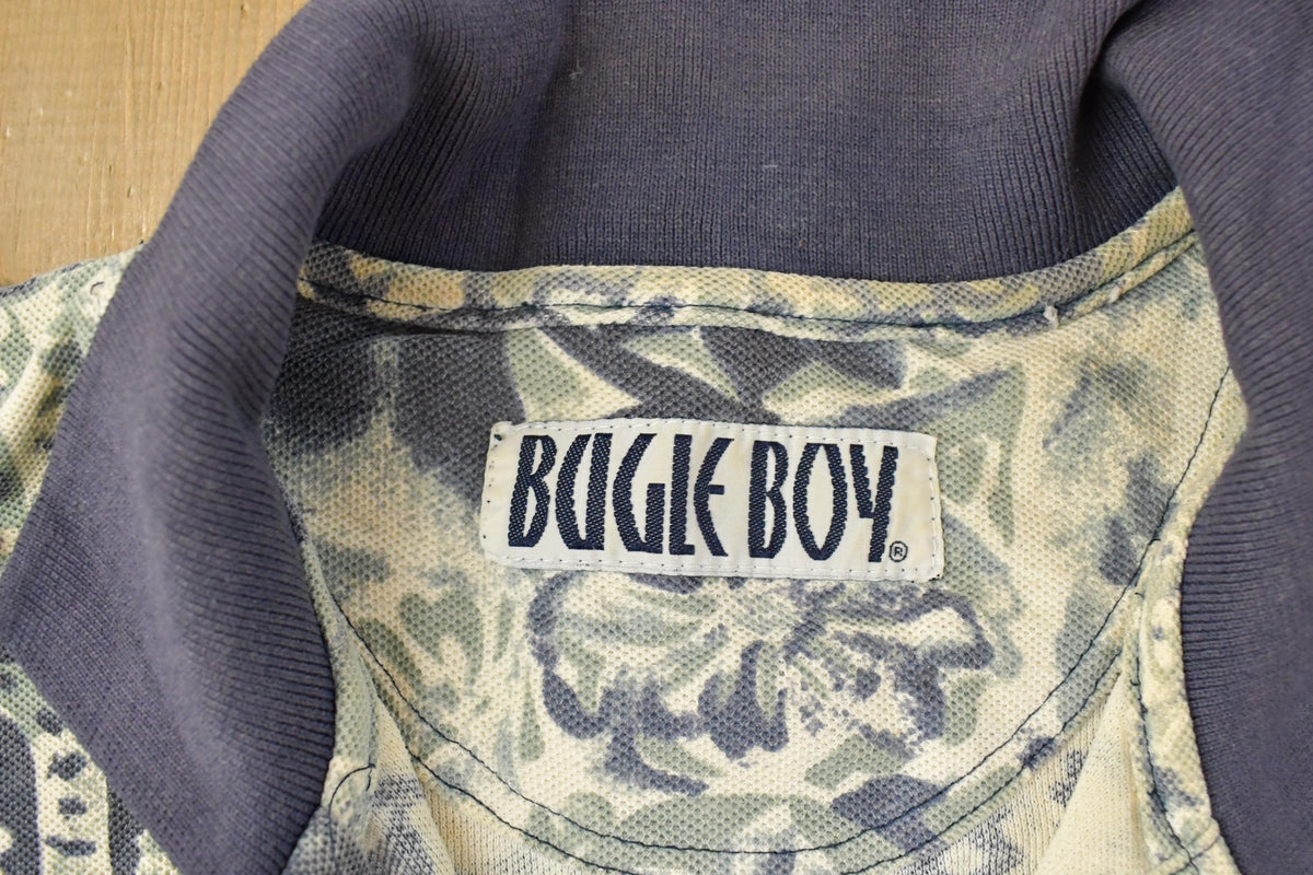 Vintage 1990s Bugle Boy Beach All Over Print Collared Polo Shirt Men's XL
