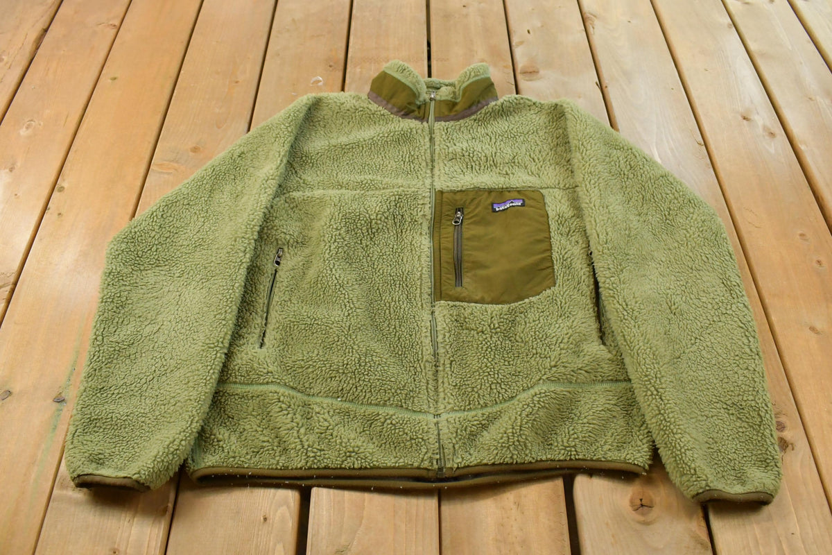 Vintage 2000s Patagonia Retro X Deep Pile Full Zip Fleece Sweater Men's Medium / Sage Green