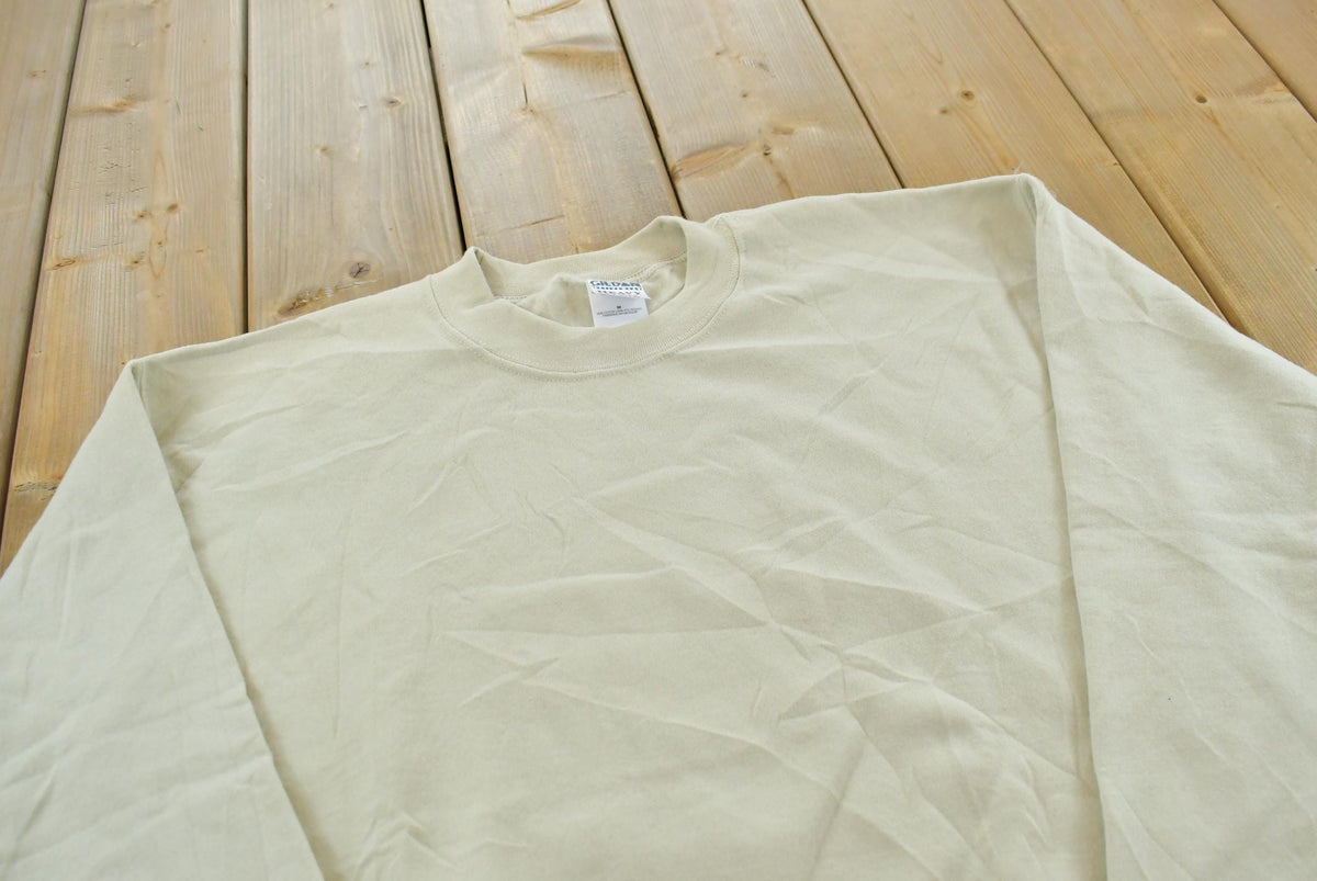 Vintage 1990s Blank Beige Crewneck Sweatshirt Men's M