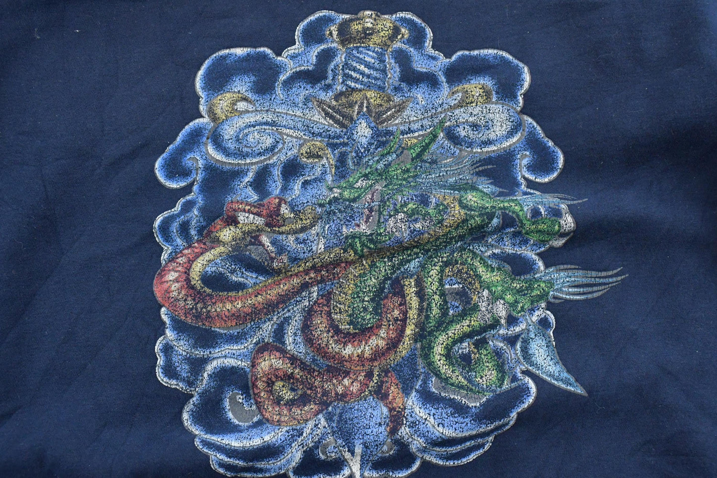 Vintage Y2K JNCO Jeans Sword Dragon Hoodie Sweatshirt Mens Large