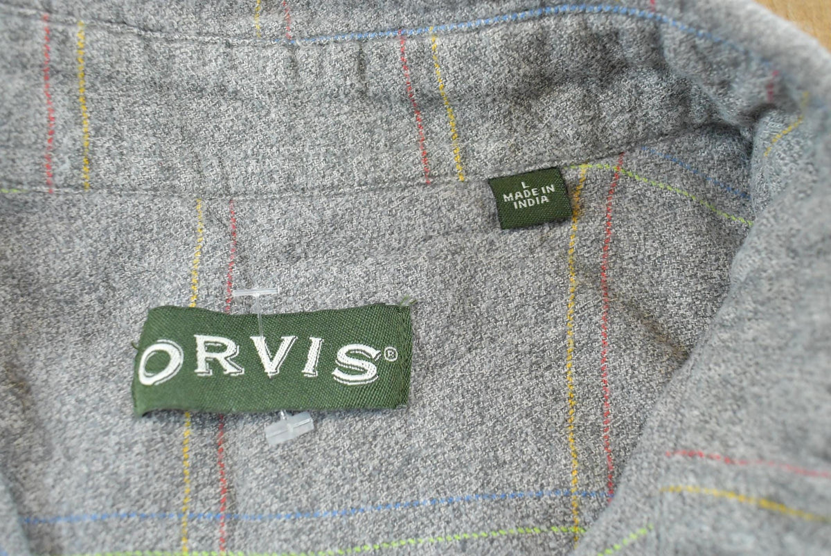 Vintage 1990s Orvis Elbow Patches Button Up Plaid Flannel Shirt Men's L