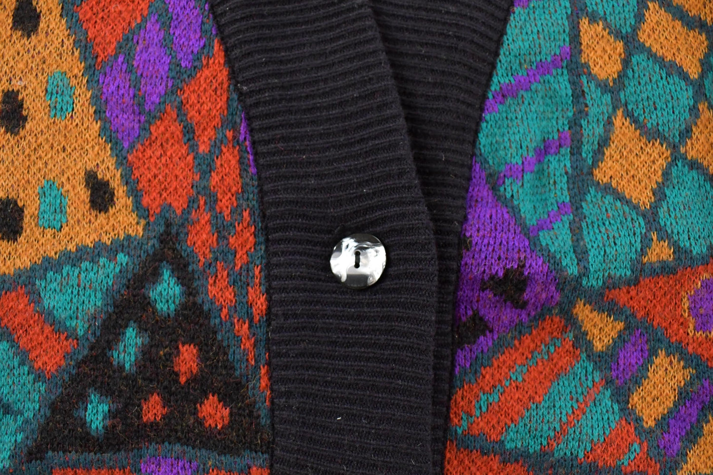 Vintage 1990s Geometric Abstract Knit Cardigan Sweater Women's L