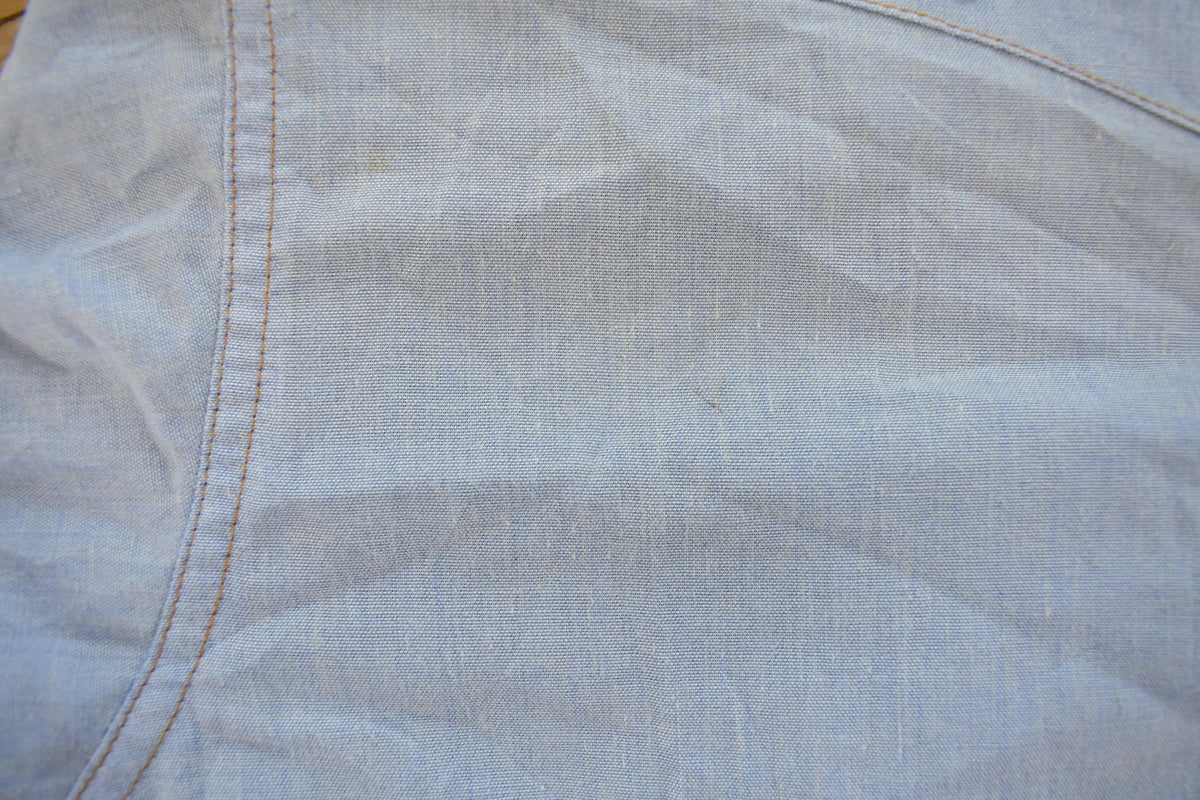 Vintage 1990s Wrangler Chambray Western Pearl Snap Button Up Shirt Men's M