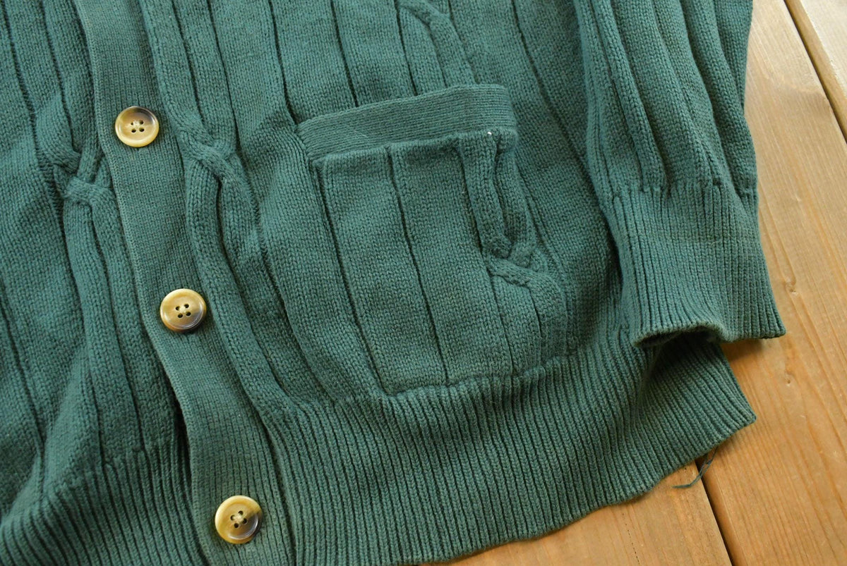 Vintage 1990s Nautica Cable Knit Cotton Cardigan Sweater Men's L