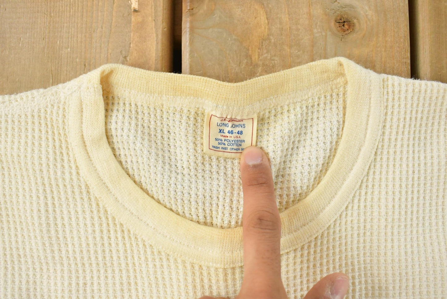 Vintage 1970s J.E. Morgan Long Johns Thermal Waffle Knit Long Sleeve Shirt Men's L-XL