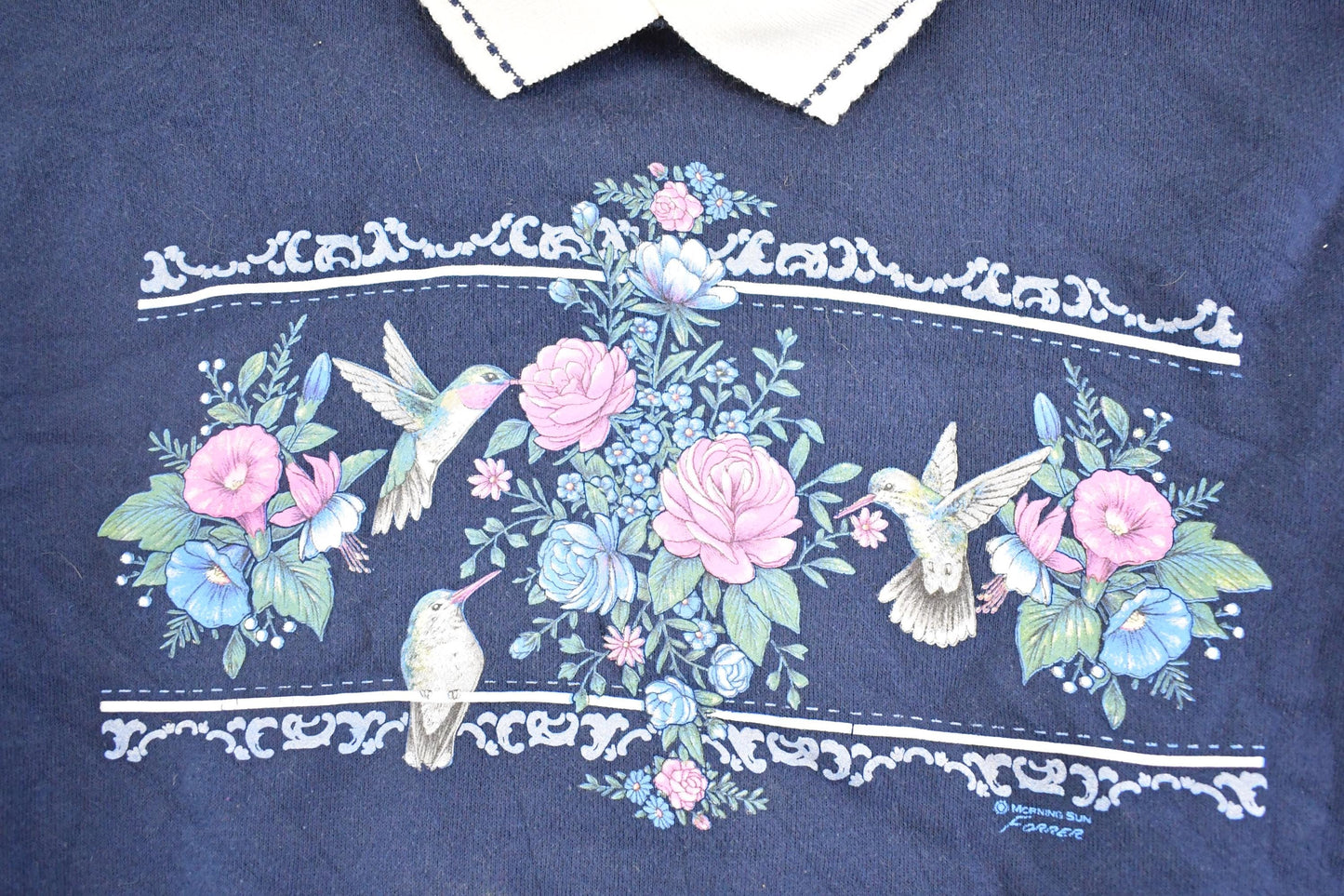 Vintage 1990s Cute Hummingbird Morning Sun Collared Souvenir Crewneck Sweatshirt Women's S
