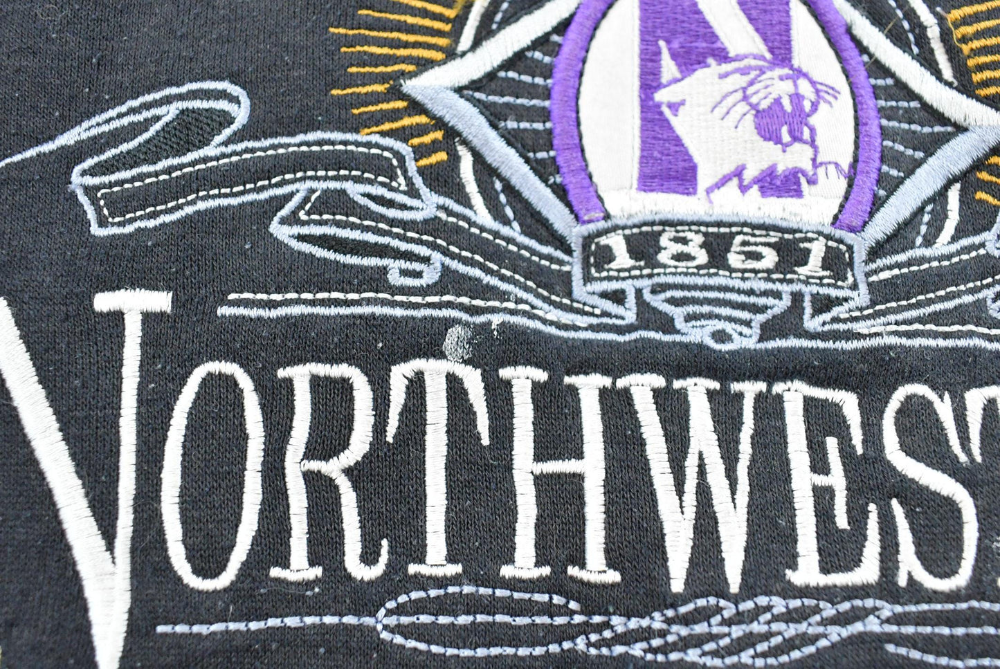 Vintage 1990s Northwestern University Wildacts Embroidered Collegiate Crewneck Sweatshirt Men's XL