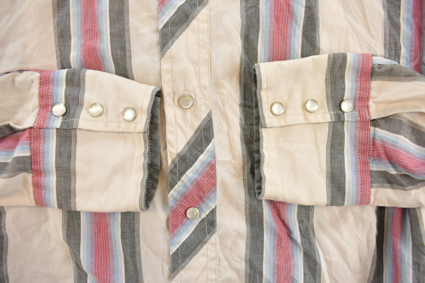 Vintage 1990s Wrangler Striped Western Pearl Snap Button Up Shirt Men's 2XL