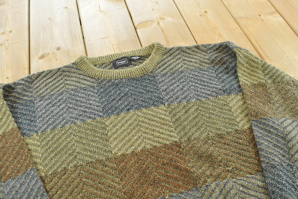 Vintage 1990s Haggar Knit Abstract Crewneck Sweater Mens XL Men's Large