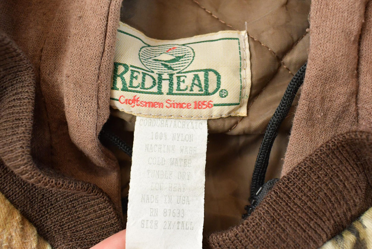 Vintage 1990s RedHead RealTree Camo Full Zip Snaps Insulated Hooded Jacket Men's 2XL