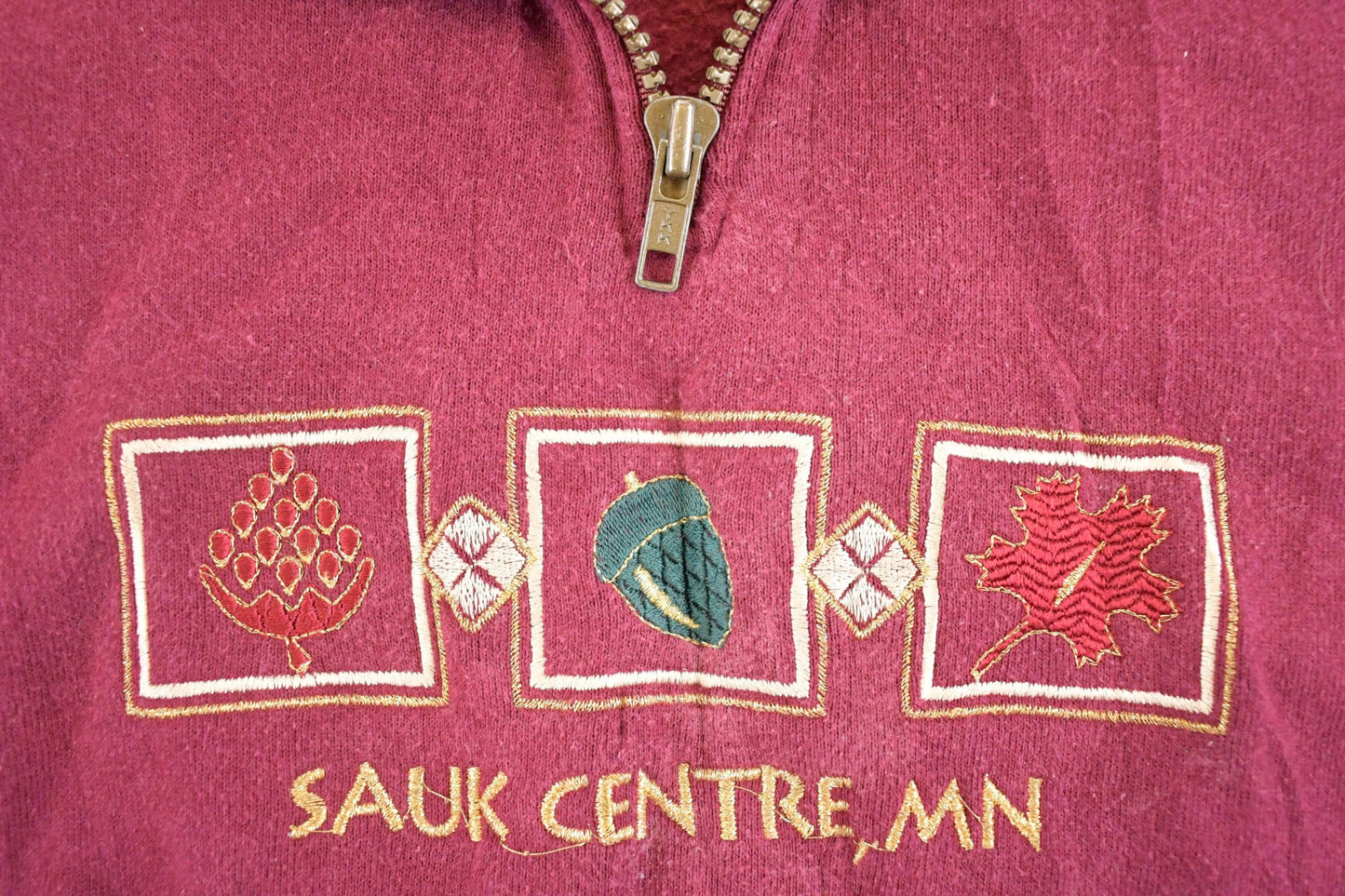 Vintage 1990s Sauk Centre Minnesota Souvenir Quarter Zip Crewneck Sweatshirt Mens XL