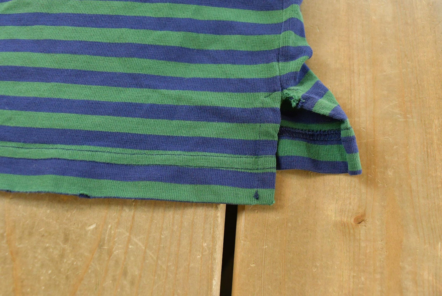 Vintage 1990s Lands' End Striped Pocket T-Shirt Youth M