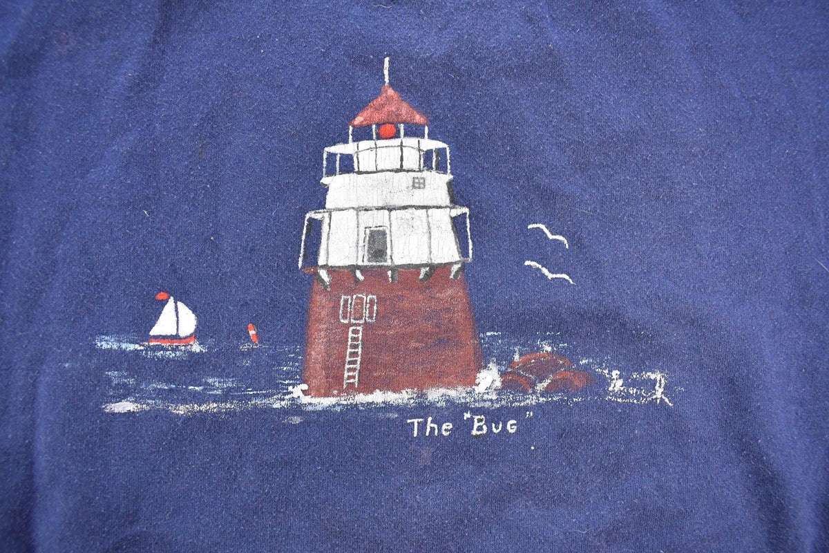 Vintage 1990s The Bug Lighthouse Graphic Travel Crewneck Sweatshirt Women's XL