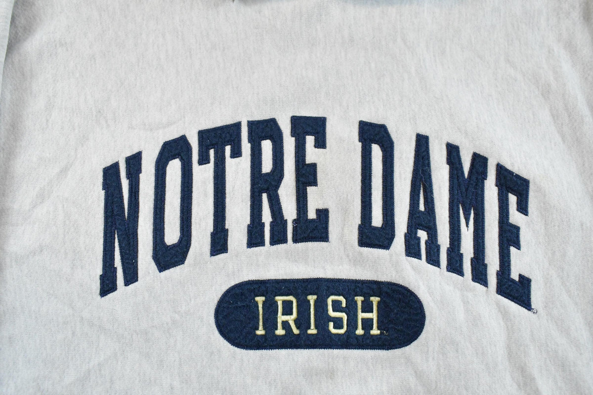 Vintage 1990s Thrashed Notre Dame Fighting Irish Champion Collegiate Hoodie / Embroidered / NCAA Sweatshirt / Sportswear / Americana