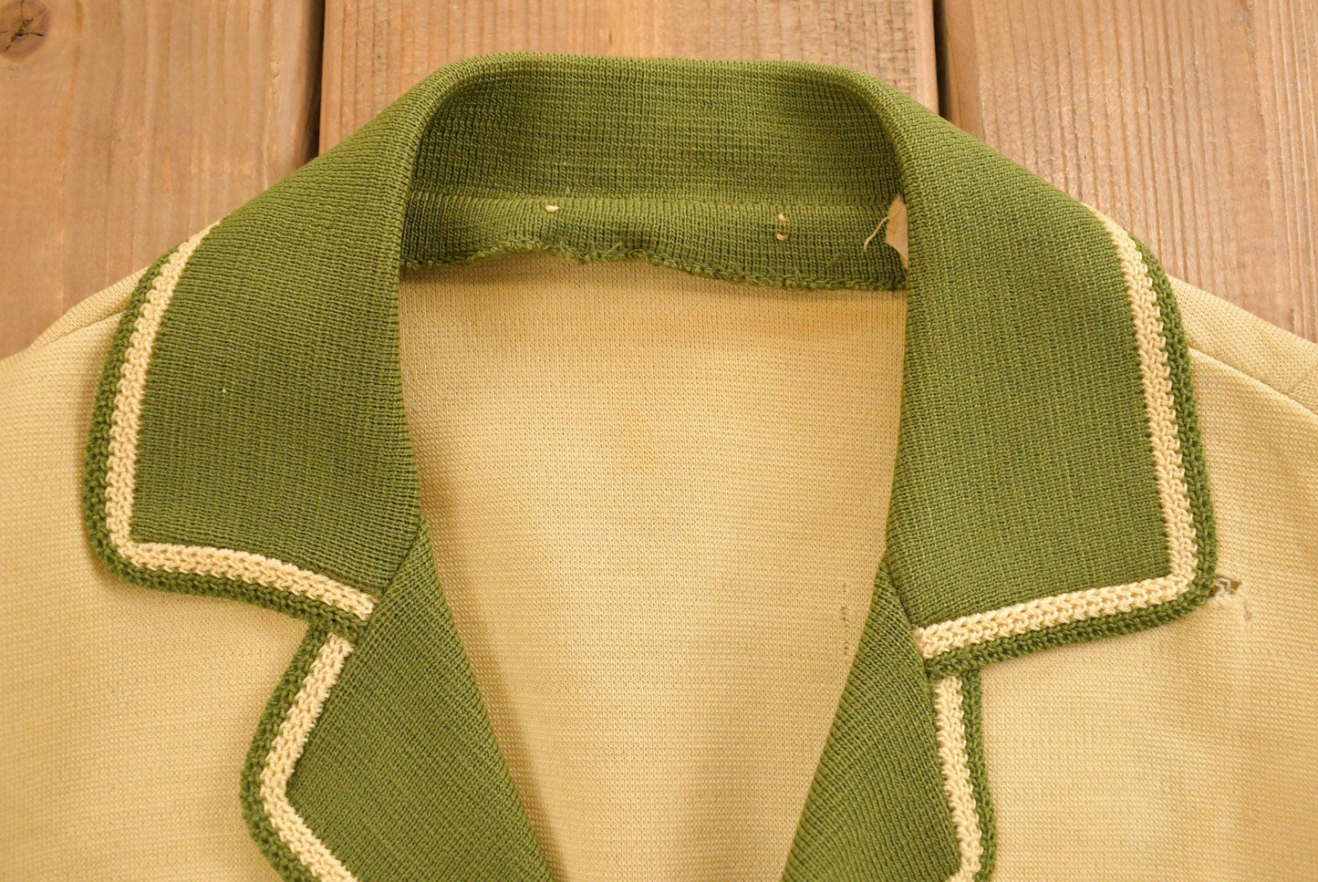 Vintage 1970s Two Tone Knit Button Up Blazer Jacket Women's S