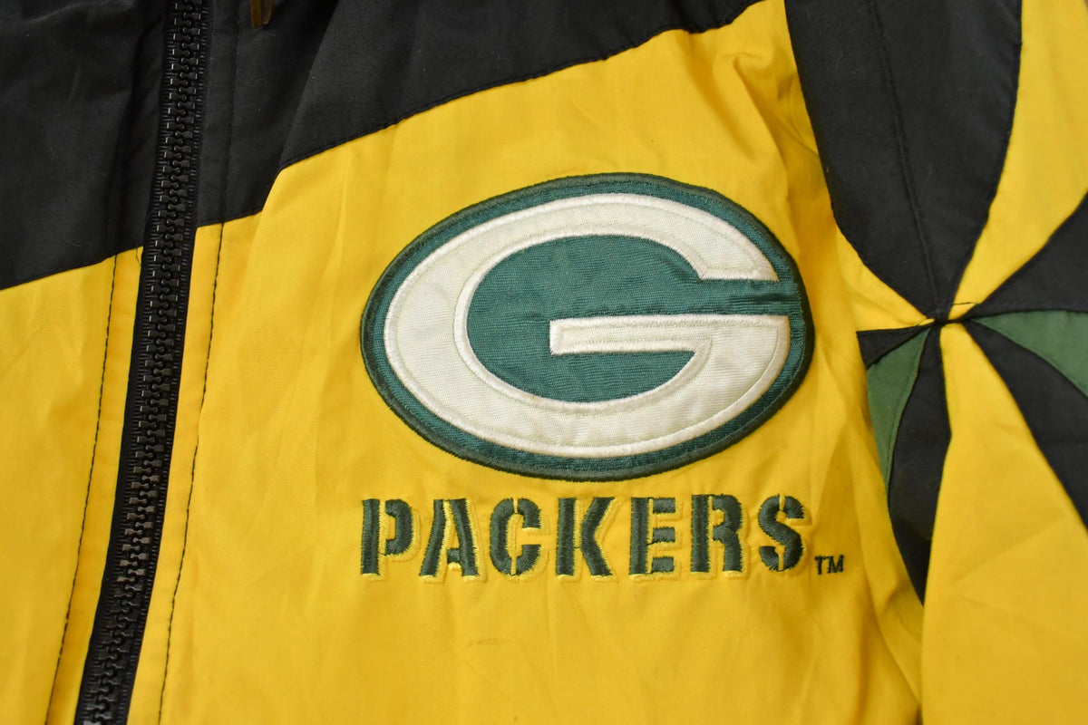 Vintage 1990s Green Bay Packers NFL Football Pro Player Puffer Jacket Men's Medium