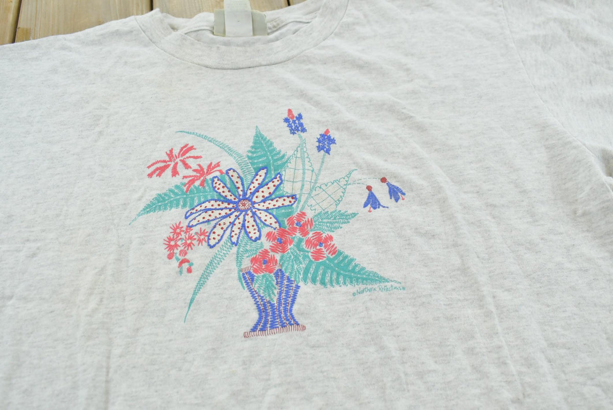 Vintage 1990s Northern Reflections Flower Vase Graphic T-Shirt Men's L