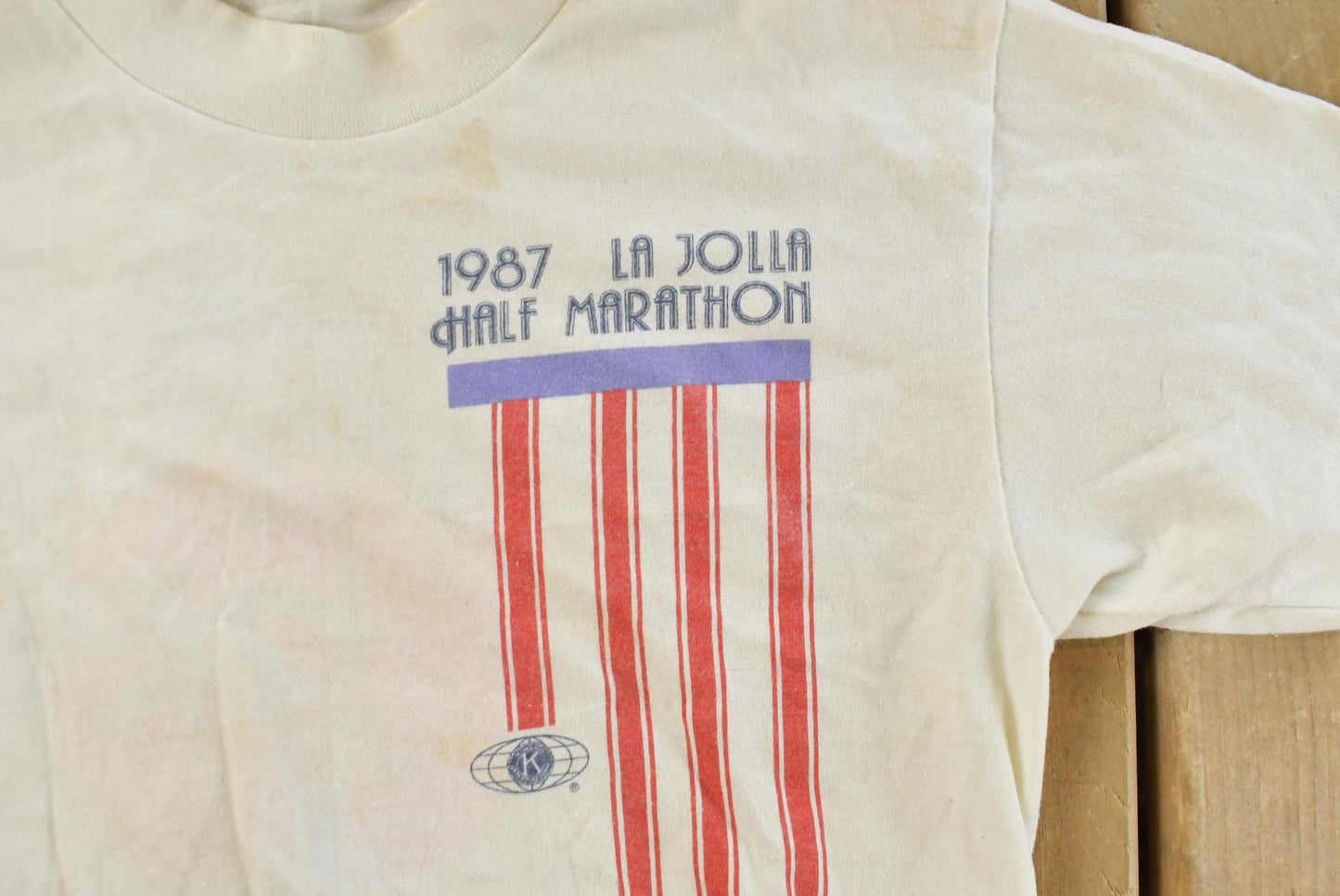 Vintage 1987 La Jolla Half Marathon Running Graphic Souvenir T-Shirt Men's XS