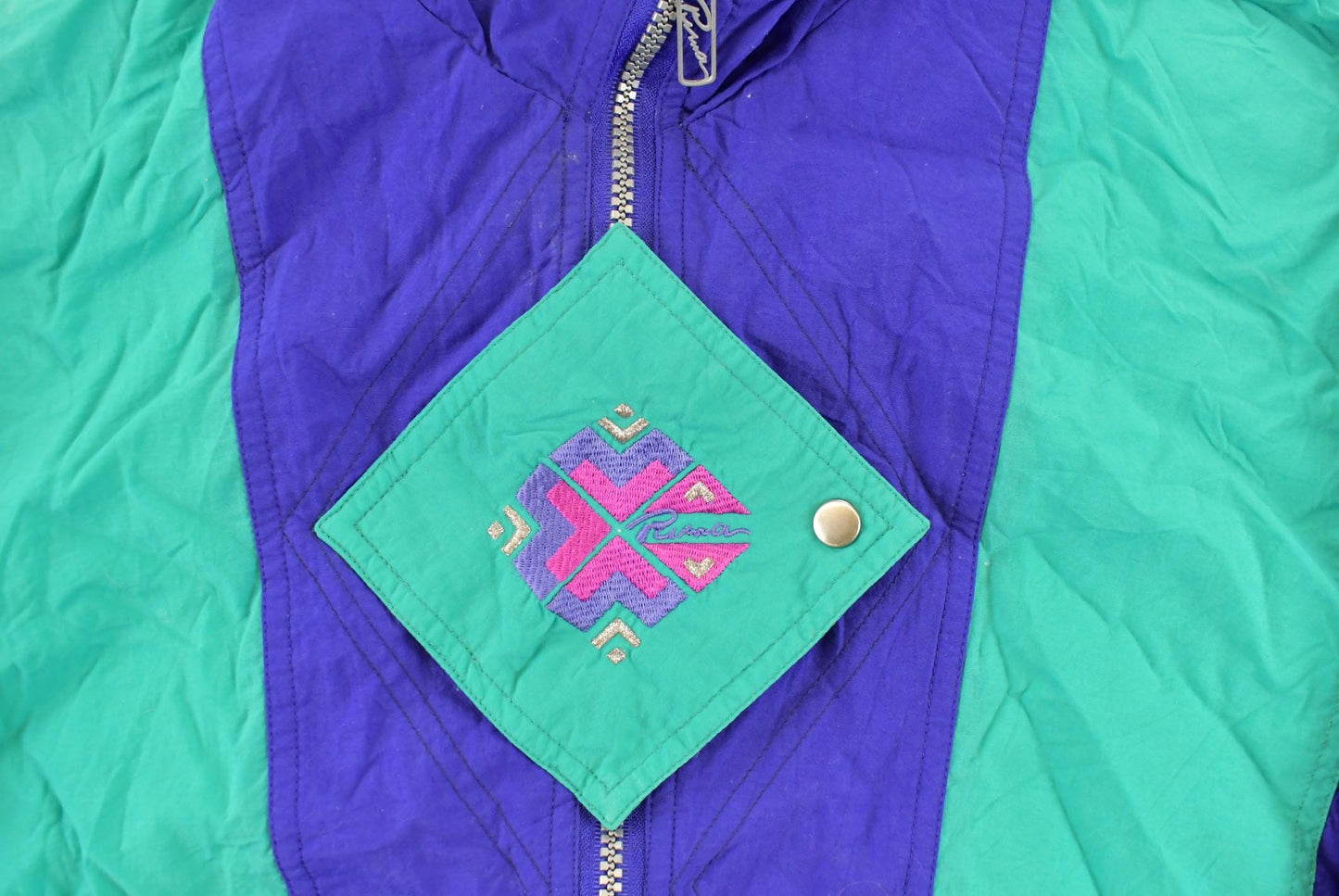 Vintage 1990s Puma Abstract Full Zip Windbreaker Jacket Women's Medium