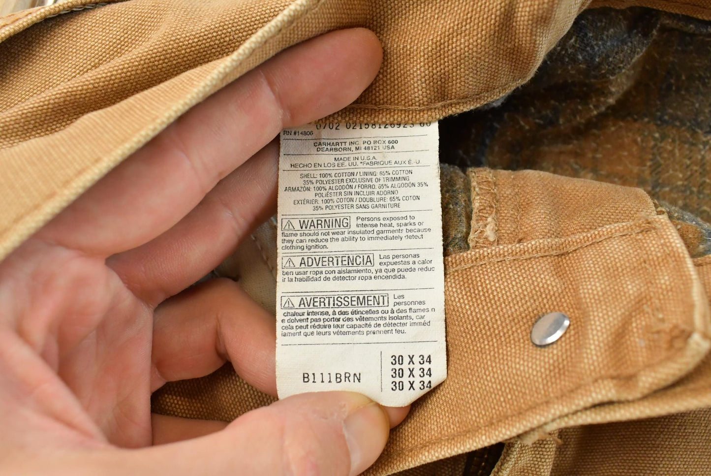 Vintage 2000s Carhartt Flannel Lined Canvas Work Pants Men's 36 x 31