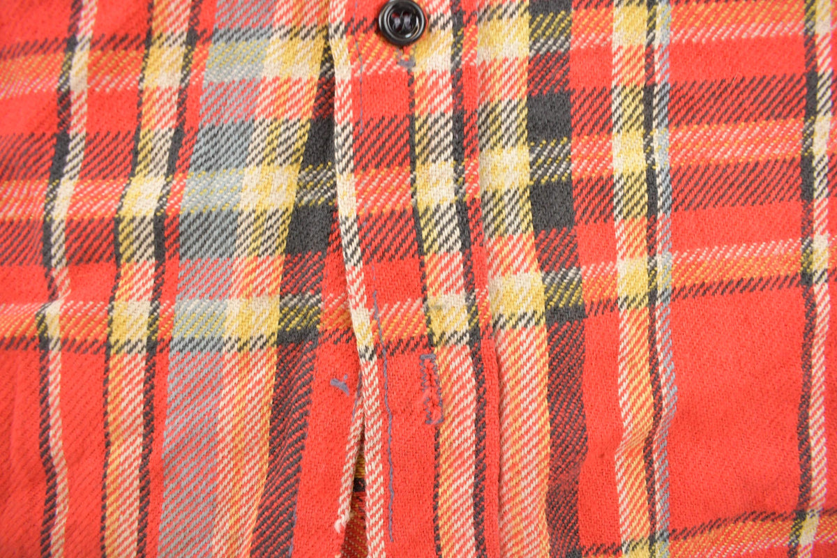 Vintage 1990s Distressed Big Mike Plaid Flannel Button Up Shirt Men's S