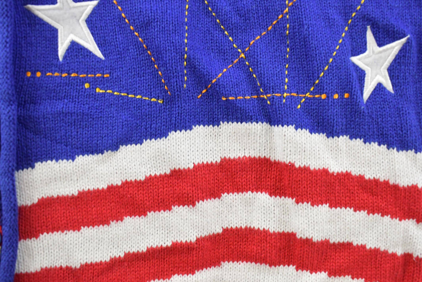 Vintage Quaker Factory American Flag Knit Short Sleeve Sweater Women's 2X
