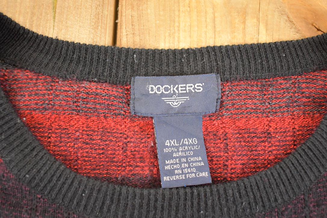 Vintage 1990s Dockers Striped Knit Crewneck Sweater Mens XXXL