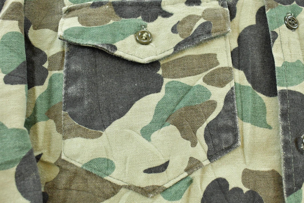 Vintage 1980s Frostproof Duck Camo Chamois Flannel Button Up Shirt Men's L