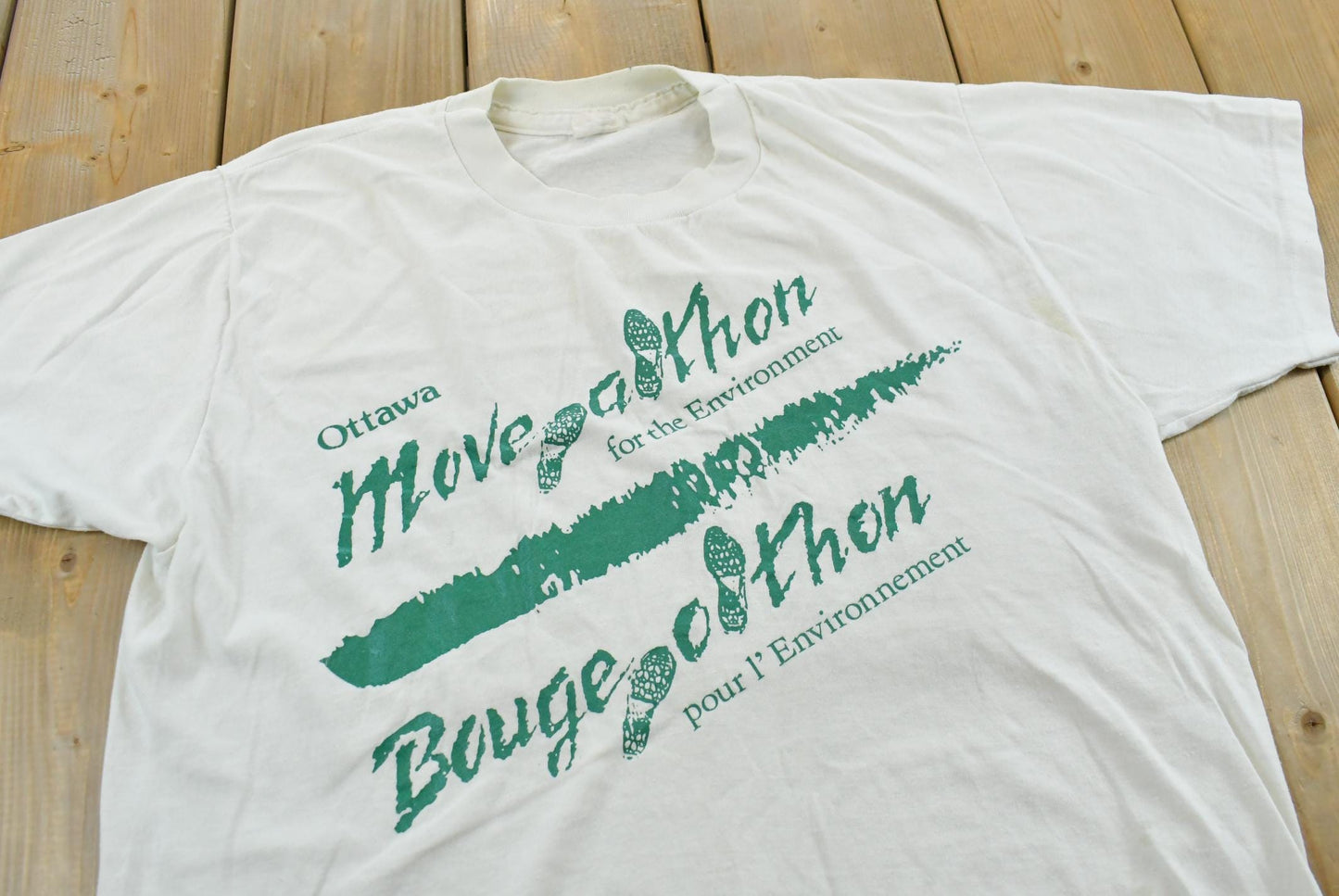 Vintage 1990s Moveathon Marathon For The Environment Ottawa Souvenir T-Shirt Men's M
