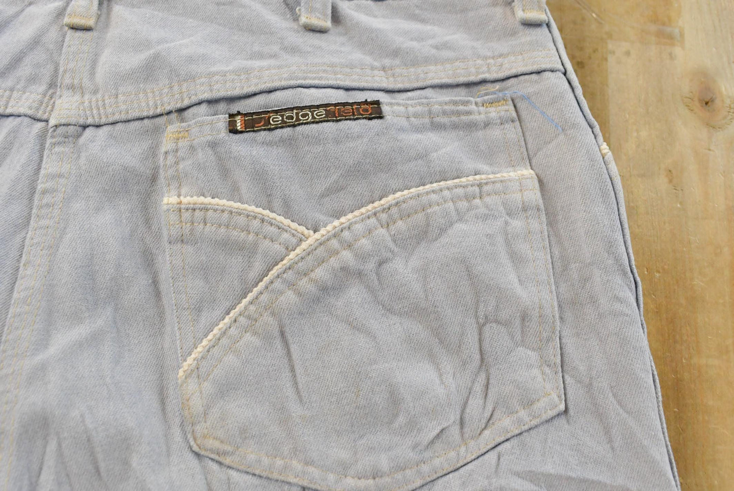 Vintage 1970s Sedgefield Distressed Flare Denim Blue Jeans 29 x 29.5