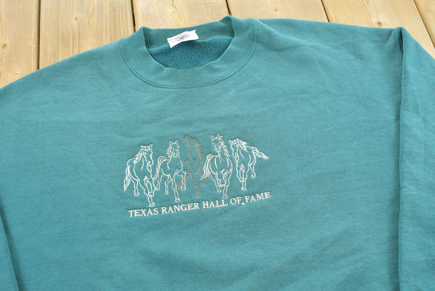 Vintage 1990s Texas Rangers Hall of Game Horses Embroidered Sweatshirt Men's M