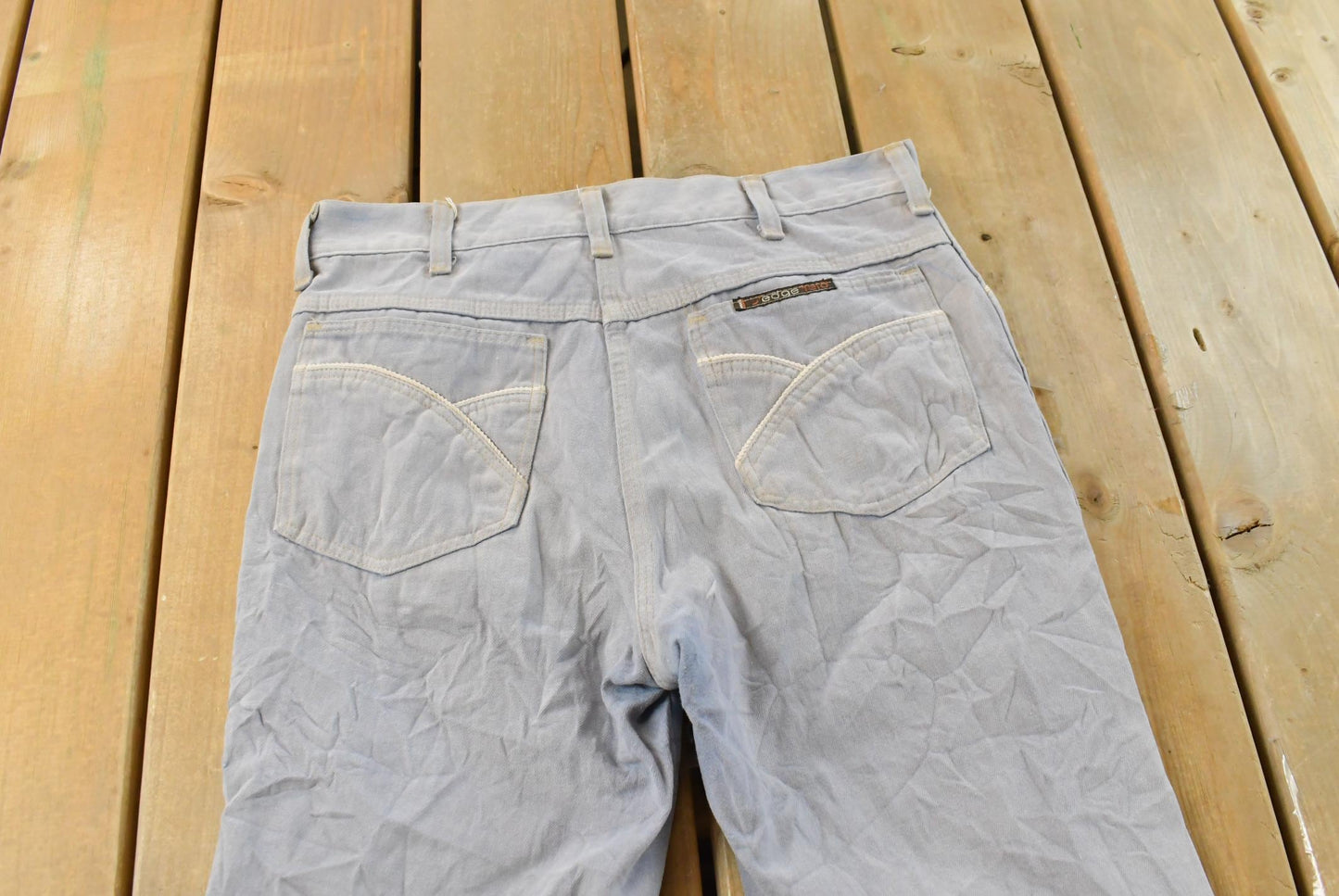 Vintage 1970s Sedgefield Distressed Flare Denim Blue Jeans 29 x 29.5