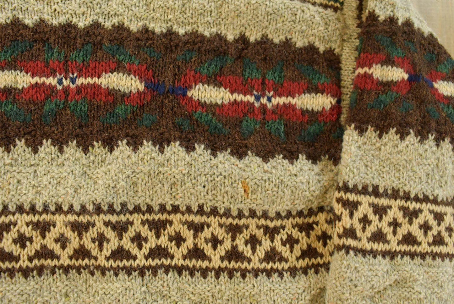 Vintage 1990s Polo Ralph Lauren Aztec Nordic Wool Hand Knit Sweater Men's L