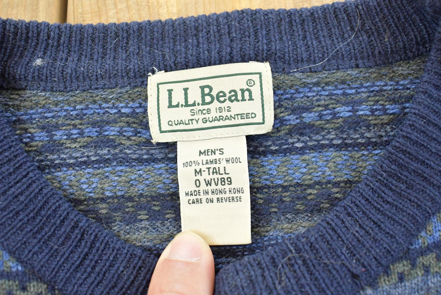 Vintage 1990s LL Bean Wool Knit Striped Sweater Men's L