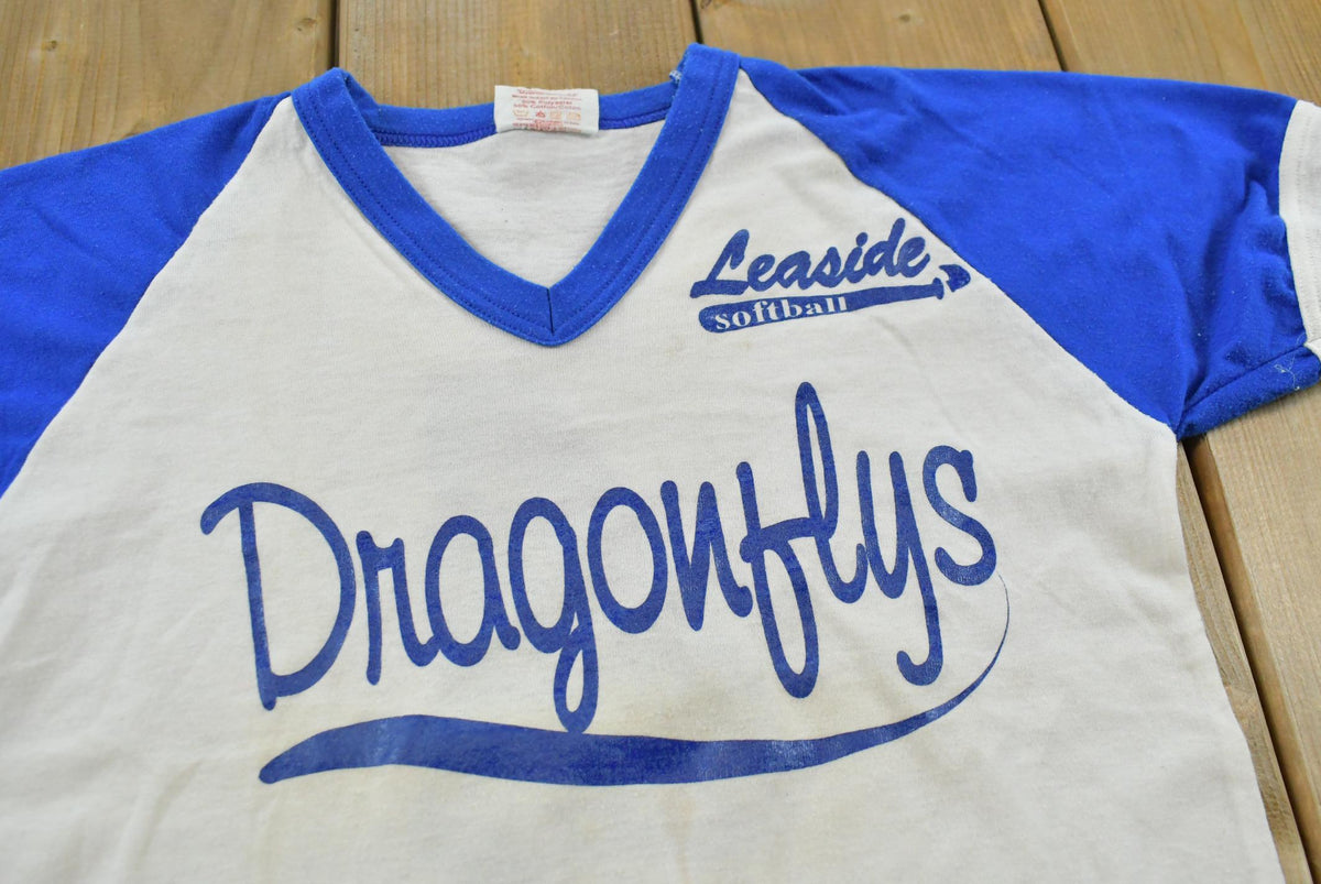 Vintage 1980s Leaside Softball Dragonflys Ringer T-Shirt Youth M
