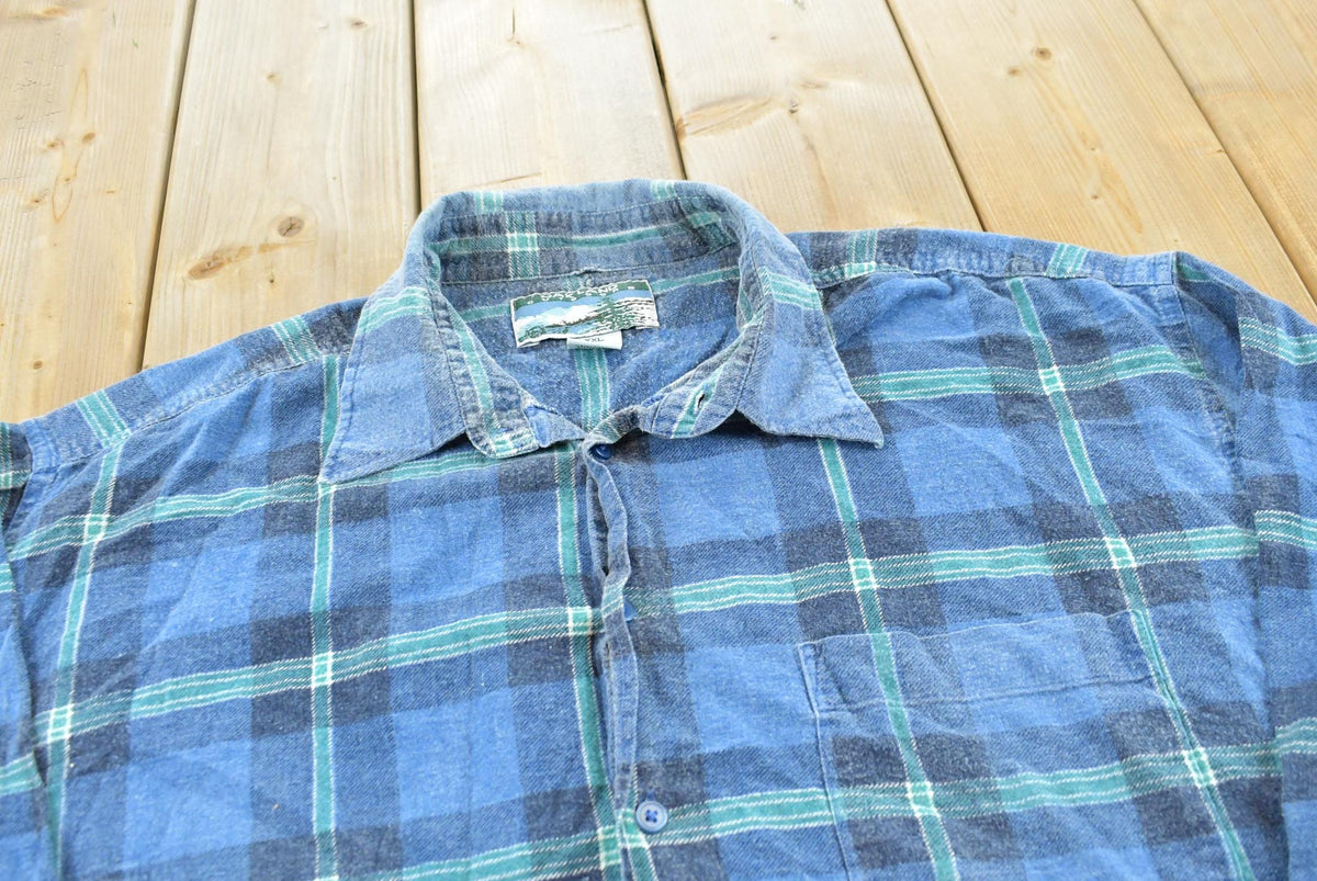 Vintage 1990s Oakland Outdoors Plaid Printed Cotton Flannel Button Up Shirt Men's XL