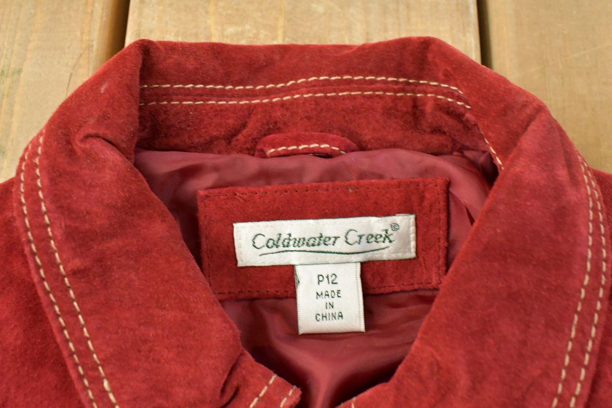 Vintage 1990s Cold Water Creek Leather Suede Knit Jacket Women's L