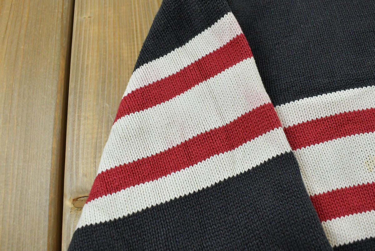 Vintage 1990s Tommy Hilfiger Striped Quarter Zip Knit Sweater Men's L