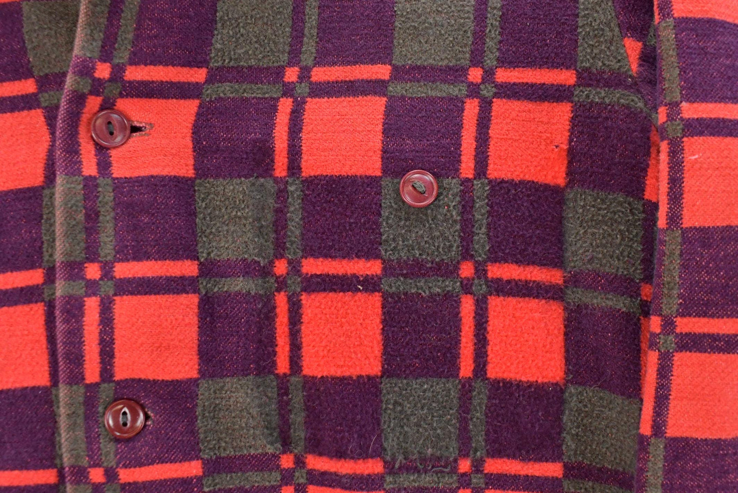 Vintage 1960s Champion Button Up Plaid Flannel Trucker Shirt Men's Small