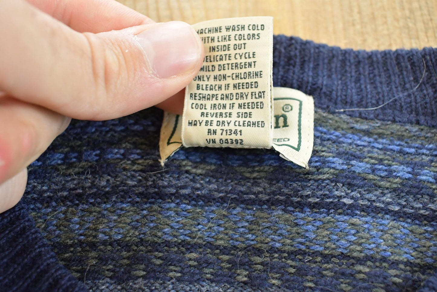 Vintage 1990s LL Bean Wool Knit Striped Sweater Men's L