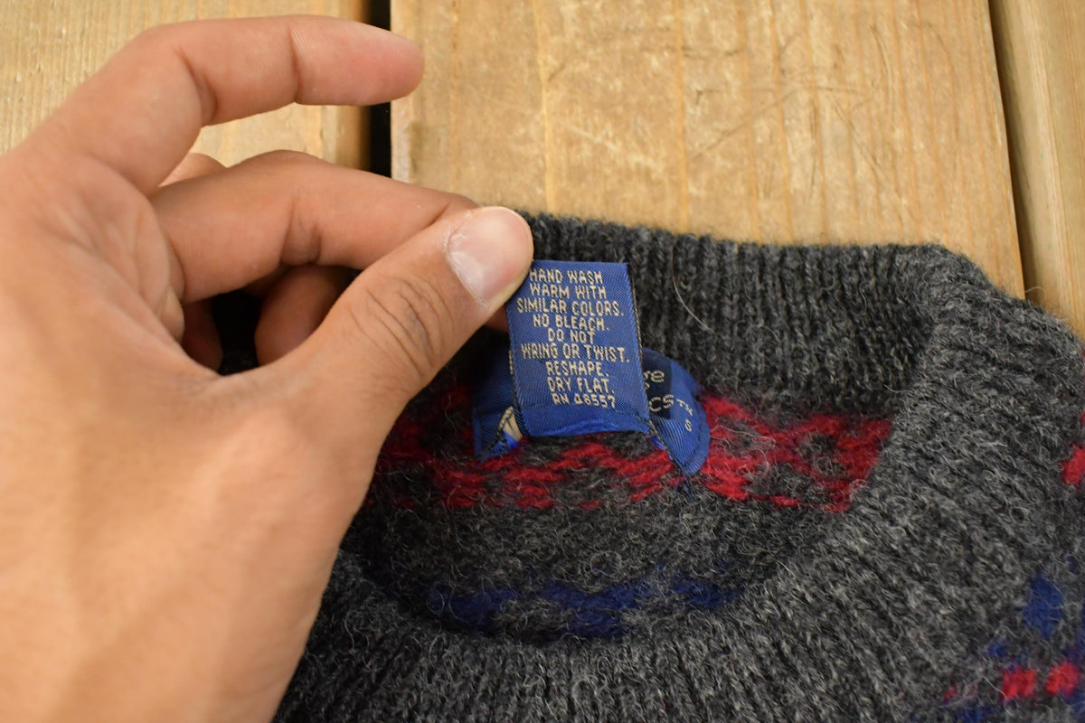 Vintage 1980s Cambridge Classics Abstract Knit Wool Crewneck Sweatshirt Mens Large