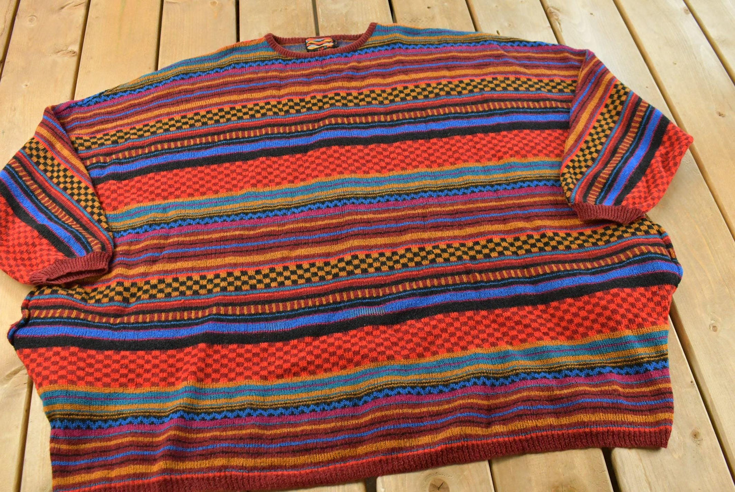 Vintage 1980s Pyramid Oversized Striped Knitted Sweater Men's 2XL