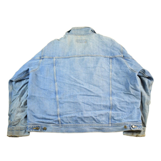 Vintage 1990s Wrangler Rugged Wear Distressed Denim Jean Trucker Jacket Men's XL