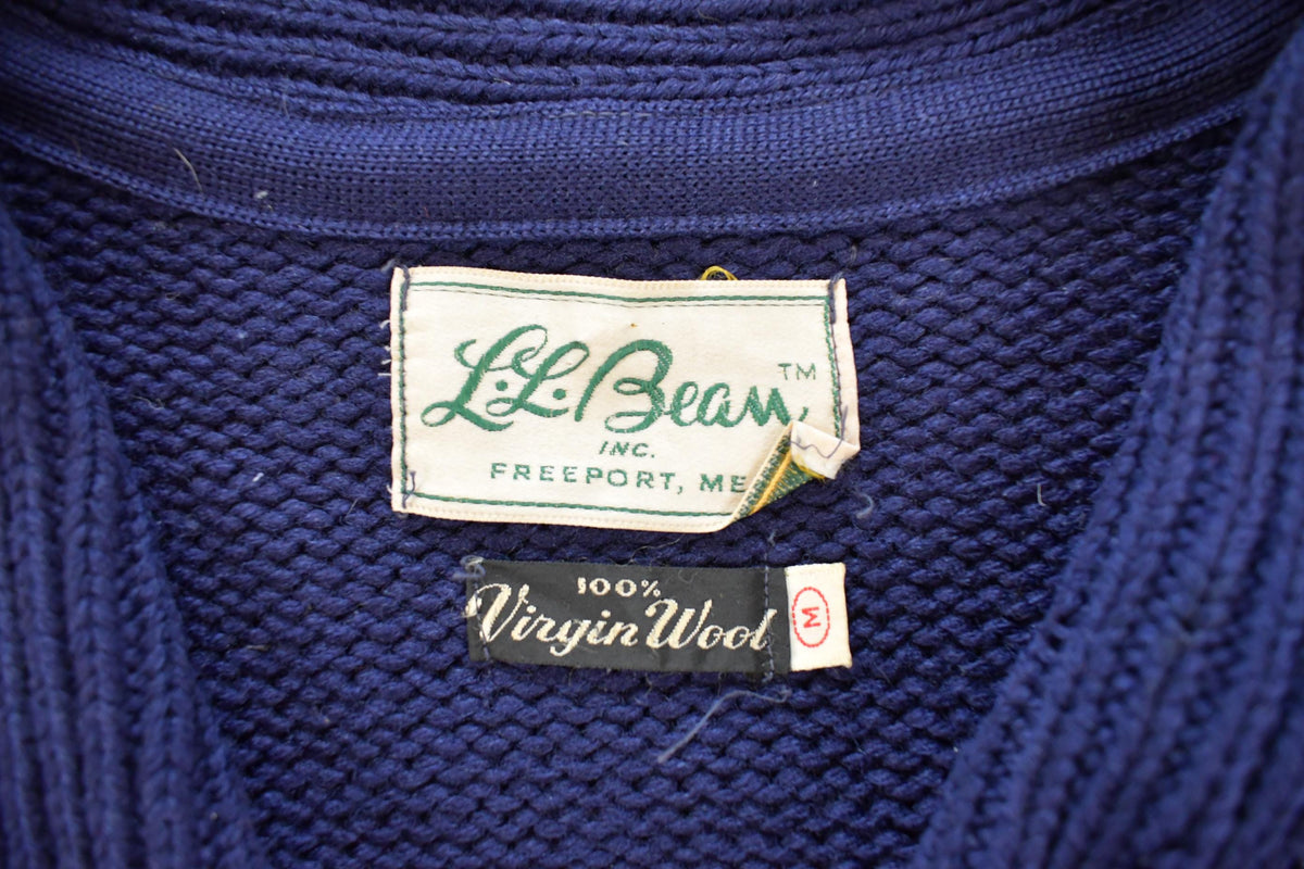 Vintage 1970s Thrashed L.L. Bean Knitted Cardigan Sweater Men's M