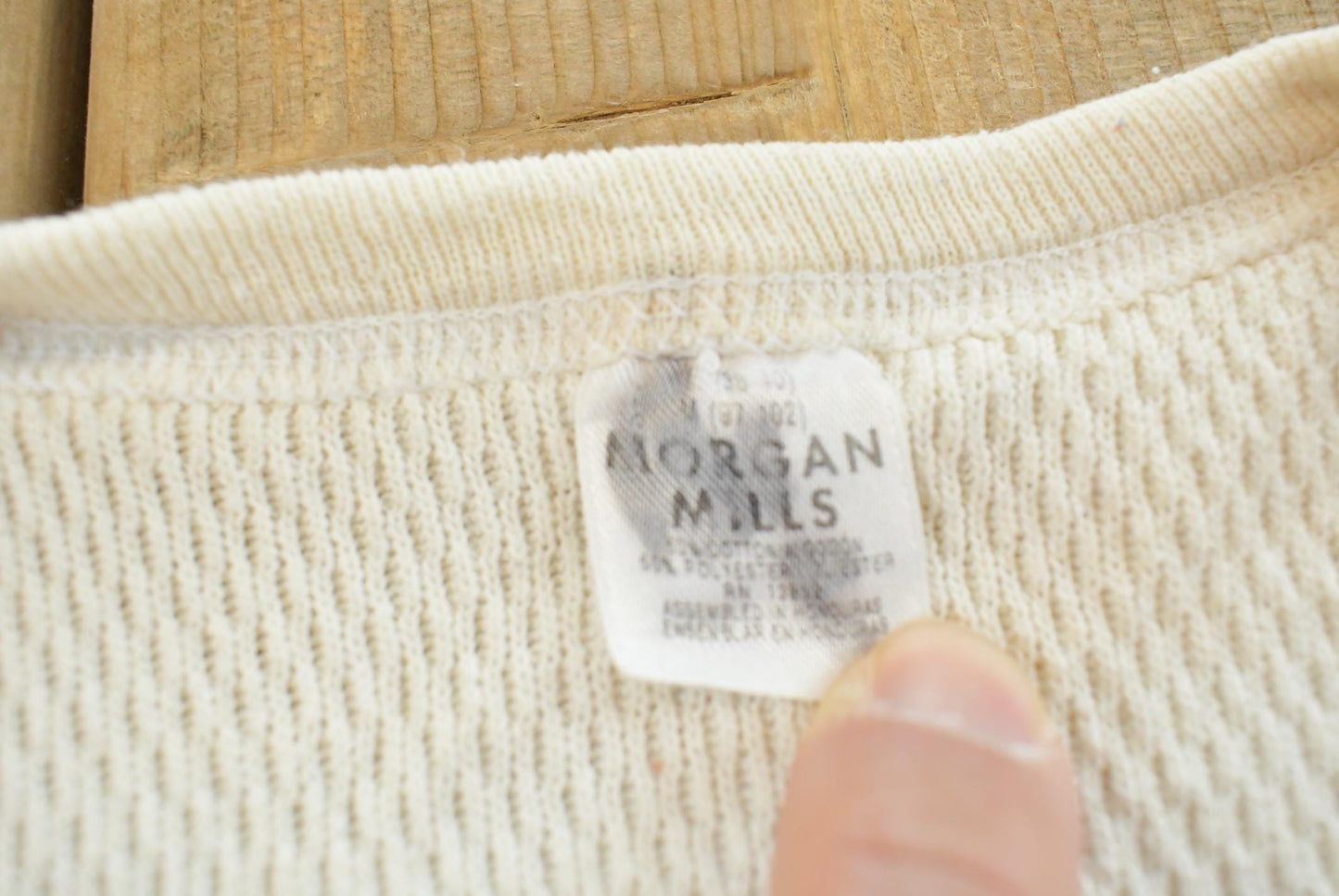 Vintage 1980s Morgan Mills Waffle Knit Long Sleeve Mens S