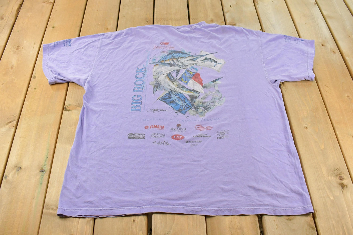 Vintage 2000s Big Rock Fishing Graphic Print T-Shirt Men's 2XL / Y2K Vintage Streetwear / Nature