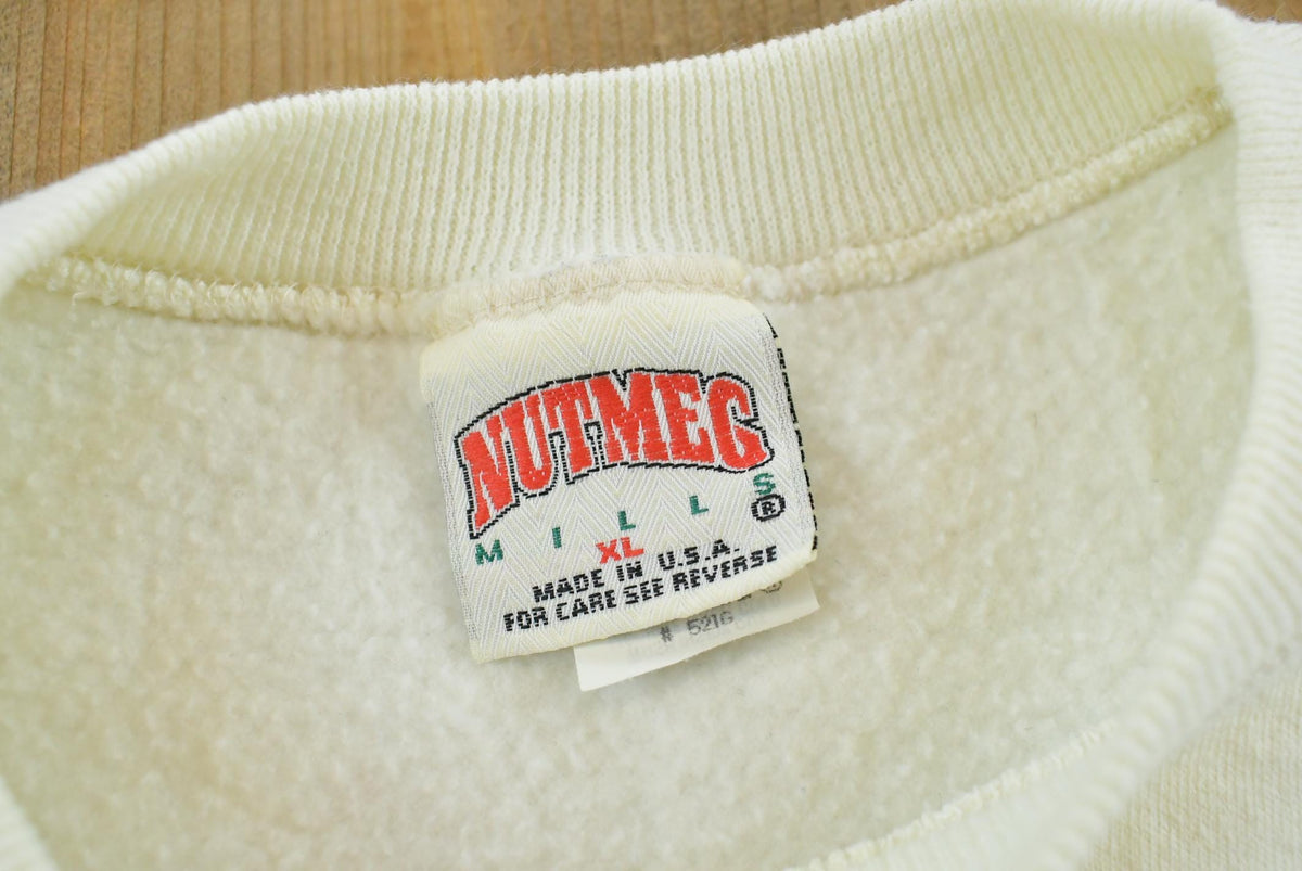 Vintage 1990s Nutmeg Mills Blank White Crewneck Sweatshirt Men's XL
