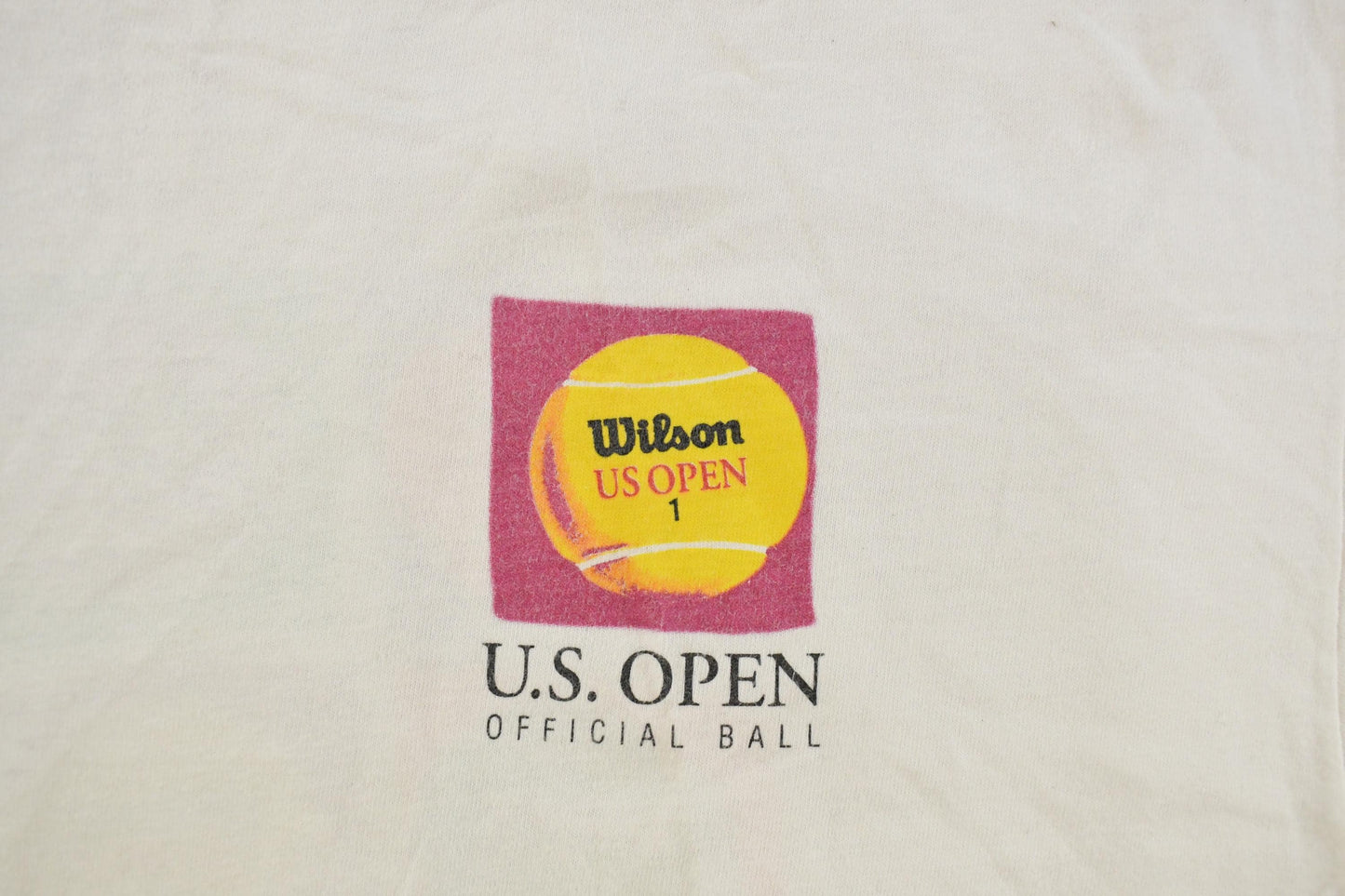 Vintage 1990 U.S. Open Tennis Graphic T-Shirt Mens XL / Wilson Official Ball Promo / 90s Flags Tennis Court / Single Stitch / Made In USA