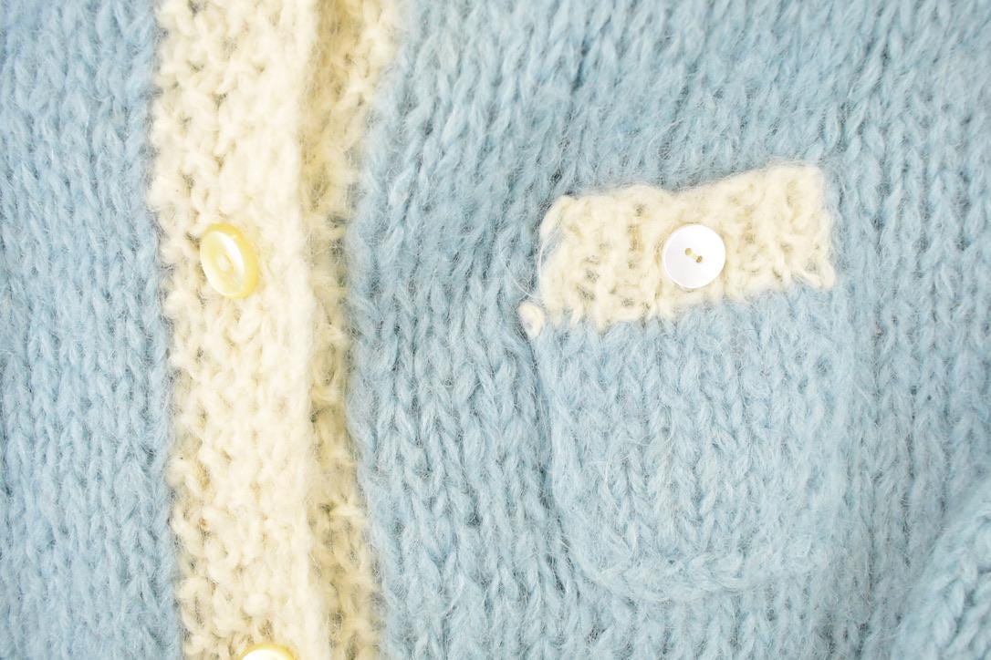 Vintage 1970s Tami Hand Knit Abstract Knit Cardigan Sweater Women's M